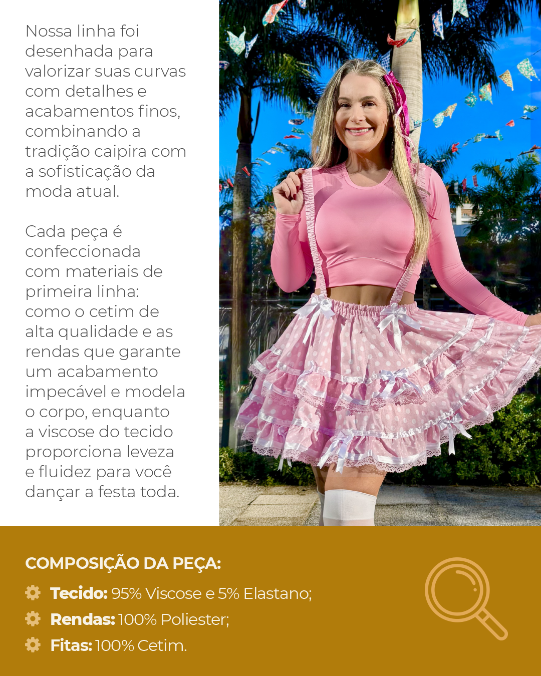 descricao saia rosa e branca poas 3